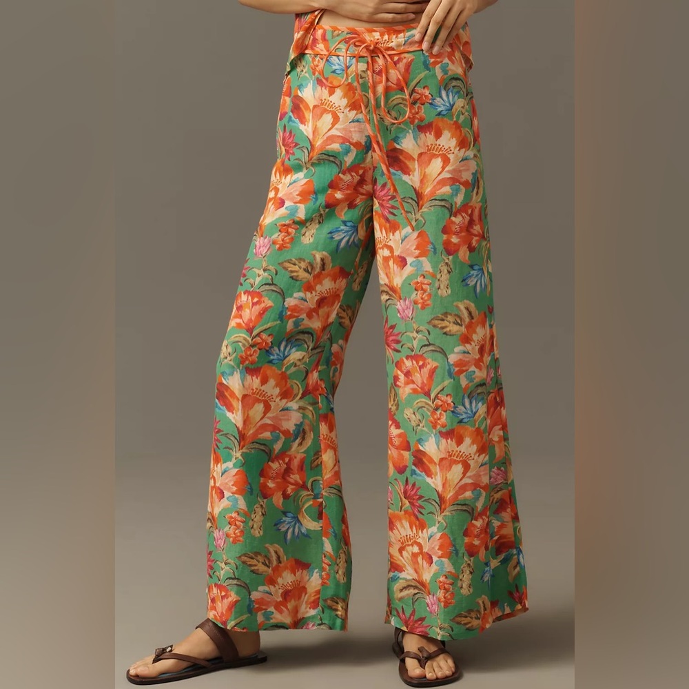 Farm Rio Tie-Front Floral Pants